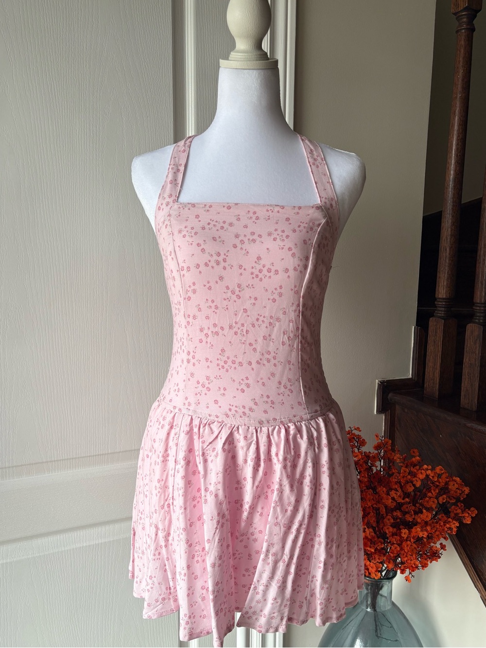 LIKE NEW Aeropostale Pink Floral Halter Mini Dress